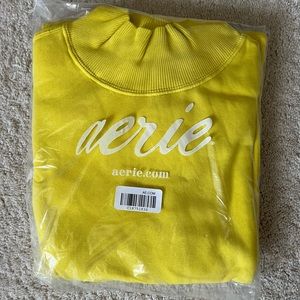 Aerie yellow sweatshirt with pockets!  New in package! L